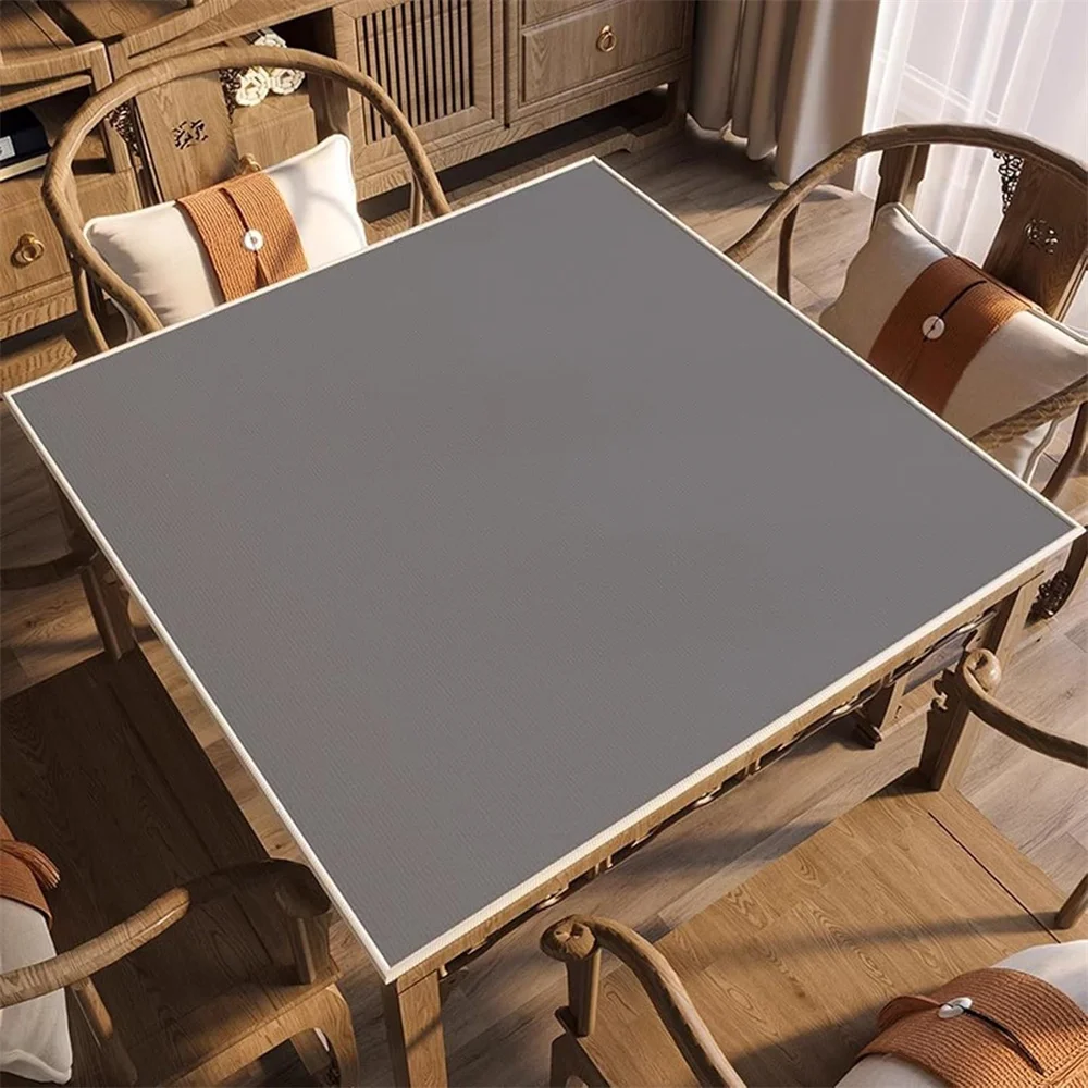 

Solid Grey Square Anti Slip Mahjong Table Mat Insulation and Noise Reduction Table Cover Mat for Poker and Board Games