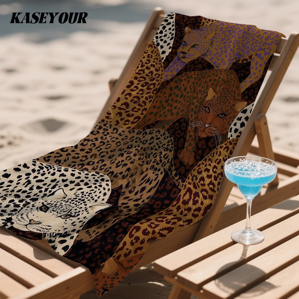 Camp Towel Microfiber - Bohemian Leopard Collage Compact Travel Beach