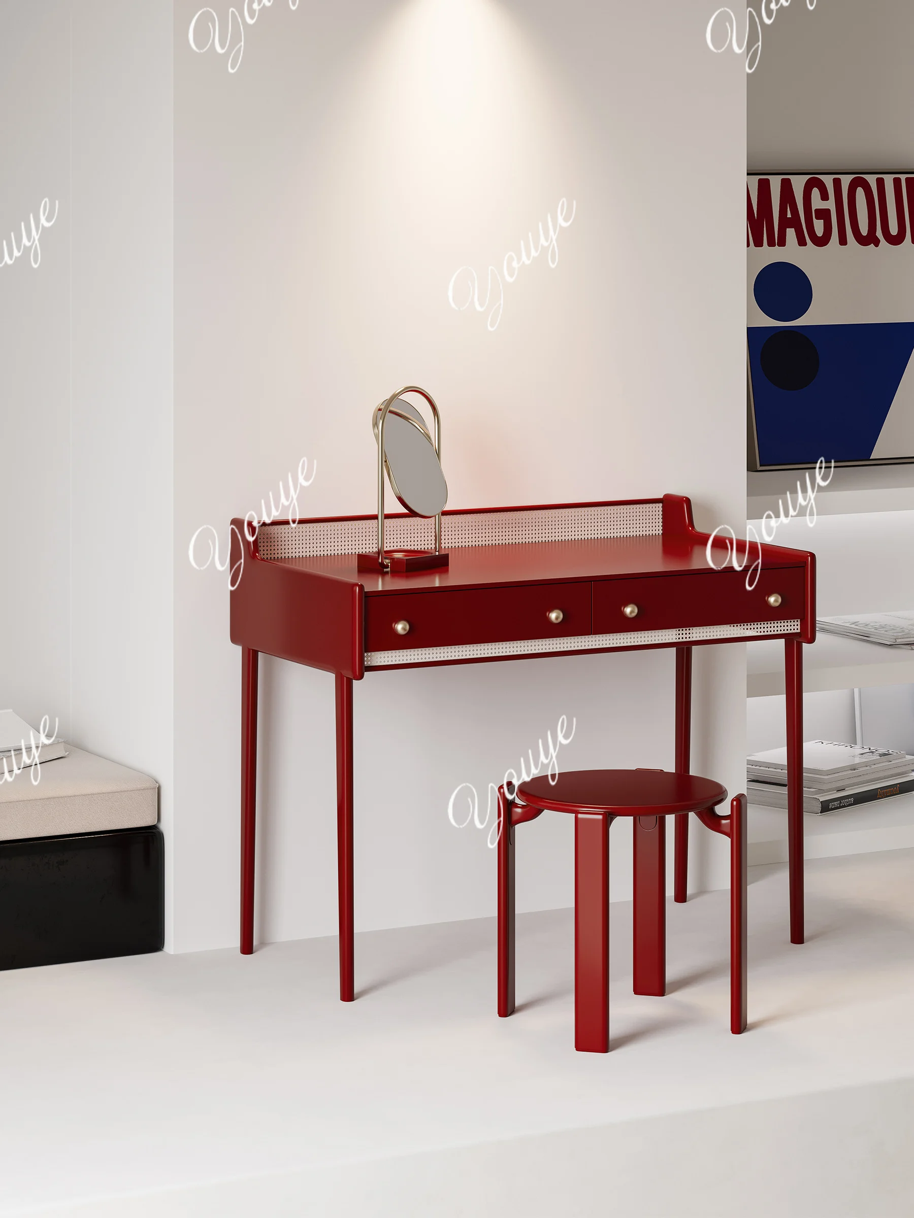 

Simple light luxury rattan dresser light luxury simple atmosphere bedroom furniture makeup table design table