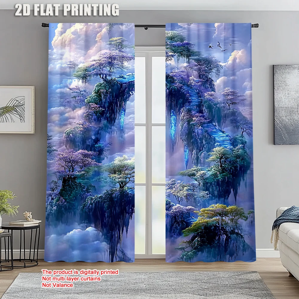 2pc,  Drapes Blue Purple Tree Light Filter Festive Wall Decor Applies to Indoor Celebrations Decor