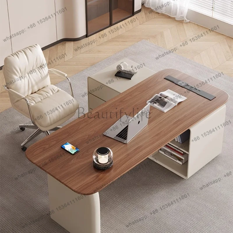 FG Cream Style Vintage Design Office Desk Interior Solid Wooden Bookstore Office Desk Modern Designer Office Furniture Bureau XY