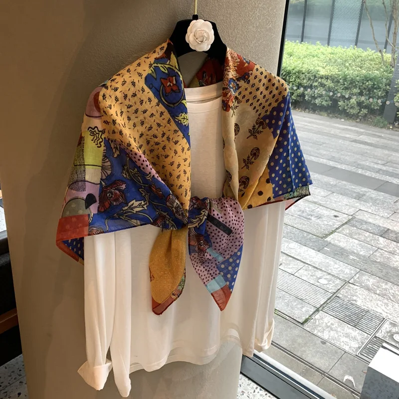 

Women's Scarf Hijab Neckerchief Turban Print Female Bandana Headscarf Shawl Wraps Foulards Femme Soft Windproof Headwear
