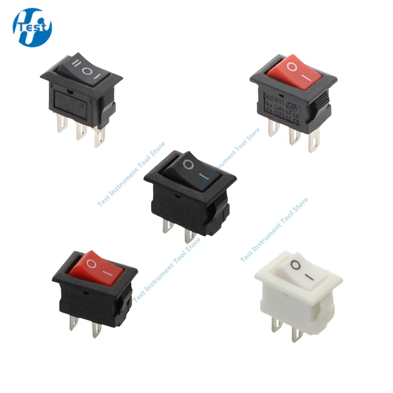 5/10Pcs Push Button Switch 10x15mm SPST 3Pin 3A 250V KCD11 Snap-in on/Off Mini Rocker Switch 10MM*15MM Black Red White DIY