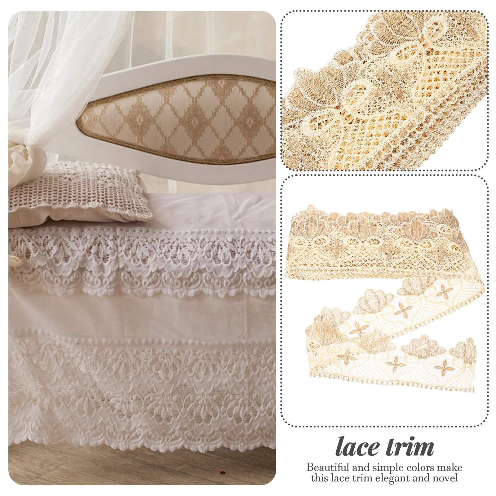 

Polyester Lace Trim Ribbon for Sewing Wedding Soluble Embroidery Beige Elegant Curtains Home Tailor Shop Clothes