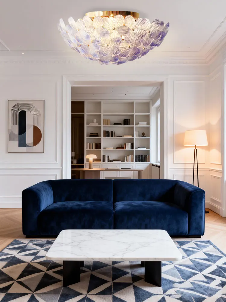 Modern Floral Art Glass LED Chandelier Pendant Light for Living Room Dining Room Indoor Hanging Home