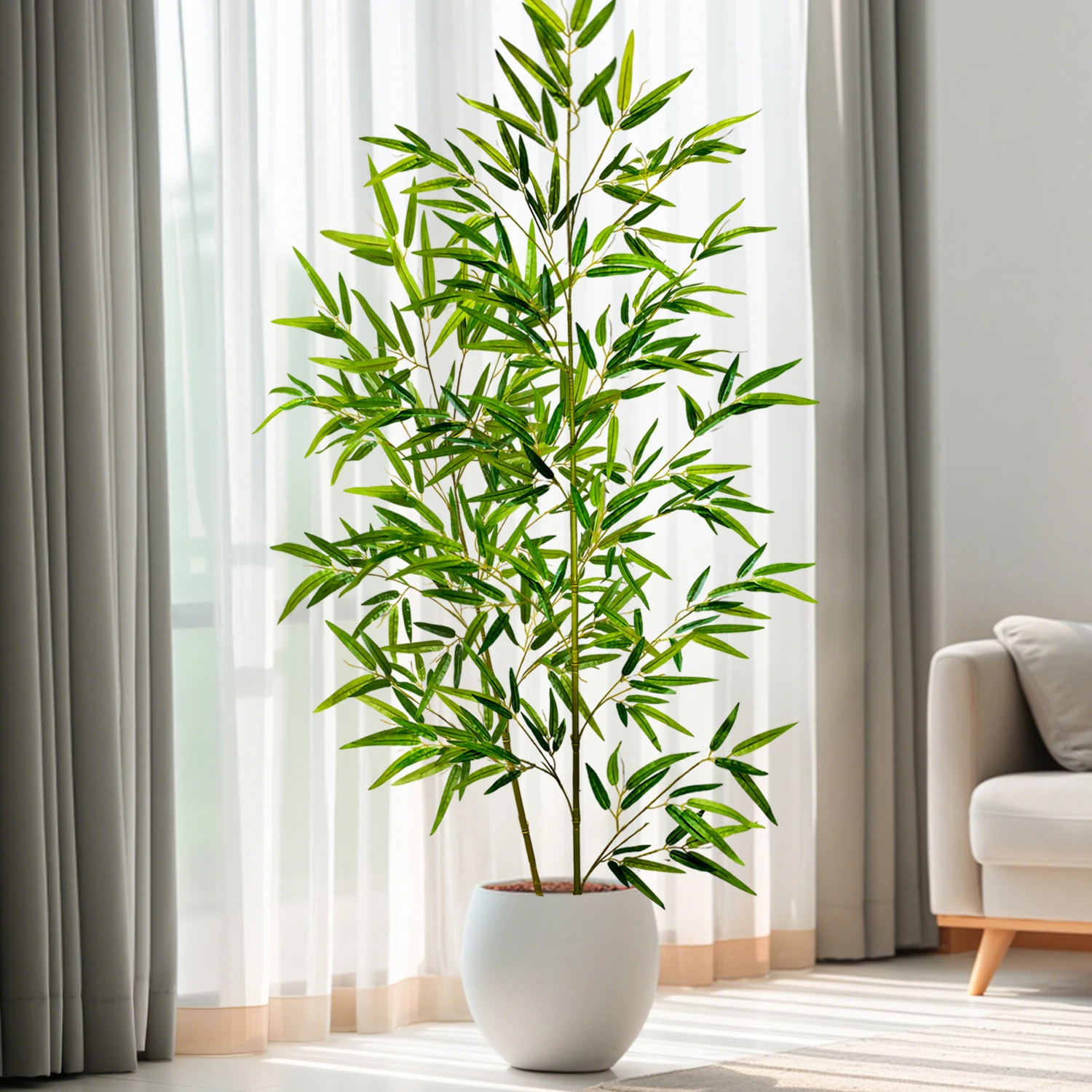 100-240cm/94.4in Artificial Bamboo and Monstera Plants, Fake Palm Trees, Tall Green Plants, Suitable for Home, Garden view 3
