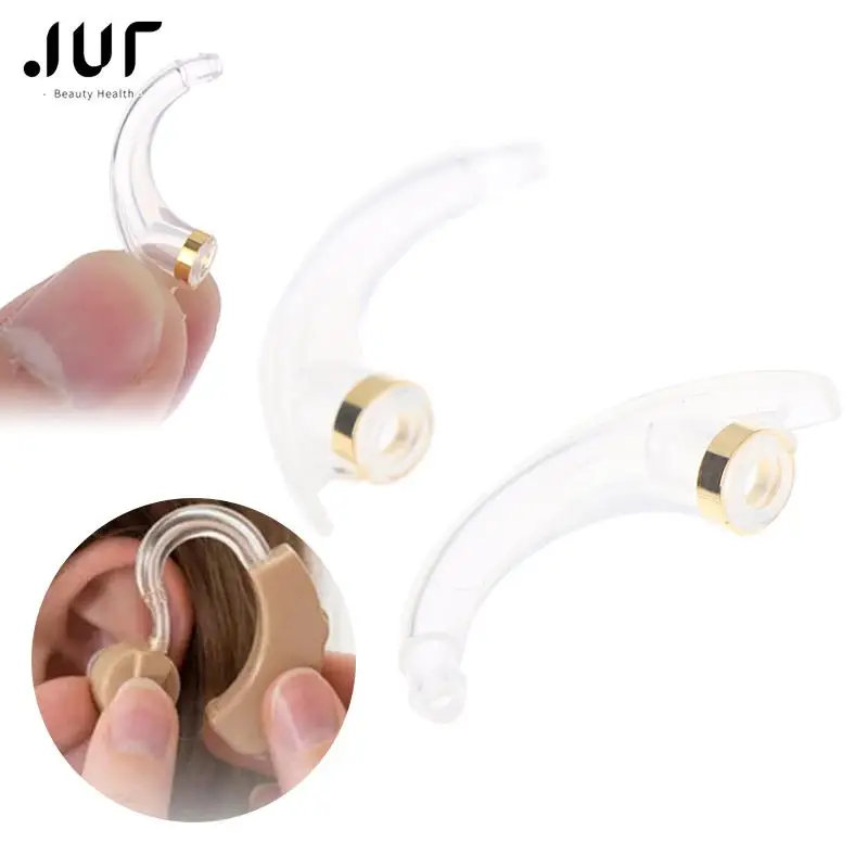 2Pcs Earmold Model Hook Anti-howling Elbow Tubing Connector for Ear Hearing Aid