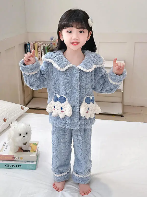 2 قطعة مجموعة بيجامات الأطفال الخريف الشتاء سانريو كورومي سينامورول 2025 جديد عصري أنيمي الطفل سترة ملابس المنزل