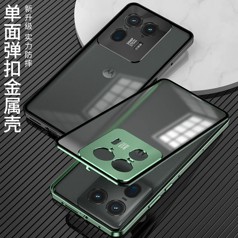 Aluminium Alloy Metal Frame Case For Motorola Edge 50 Ultra Case Matte transparent Acrylic Back Cover For Moto X50 Ultra Bumper