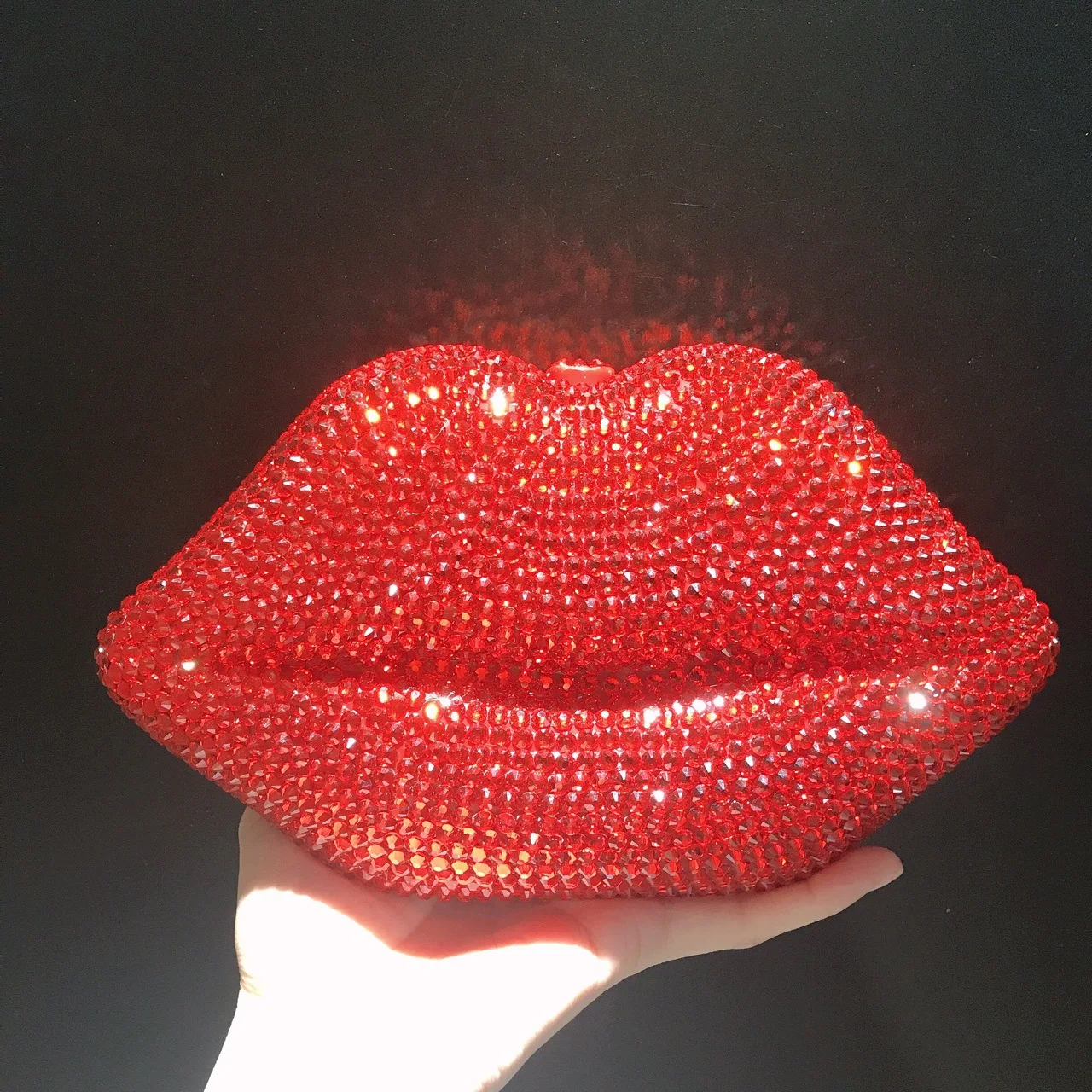 

Сумка для ужина с красными губами и бриллиантами, однотонный банкетный пояс с бриллиантовой ручкой, женский клатч для губ, Bolsas Marcas Originales