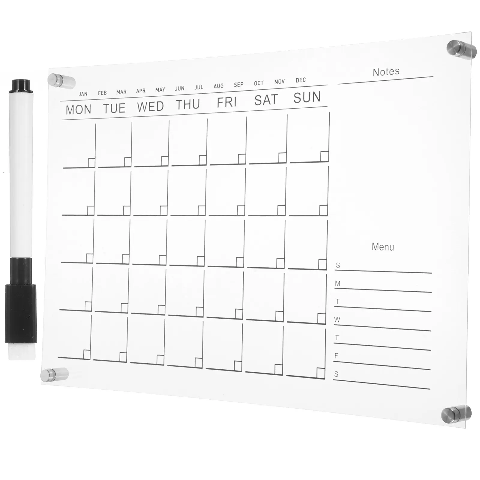 

1Set Hanging Acrylic Wall Calendar Weekly Planner Board Clear Dry Erase Memo Board for Home Store Acrylic Calendar for Fridge