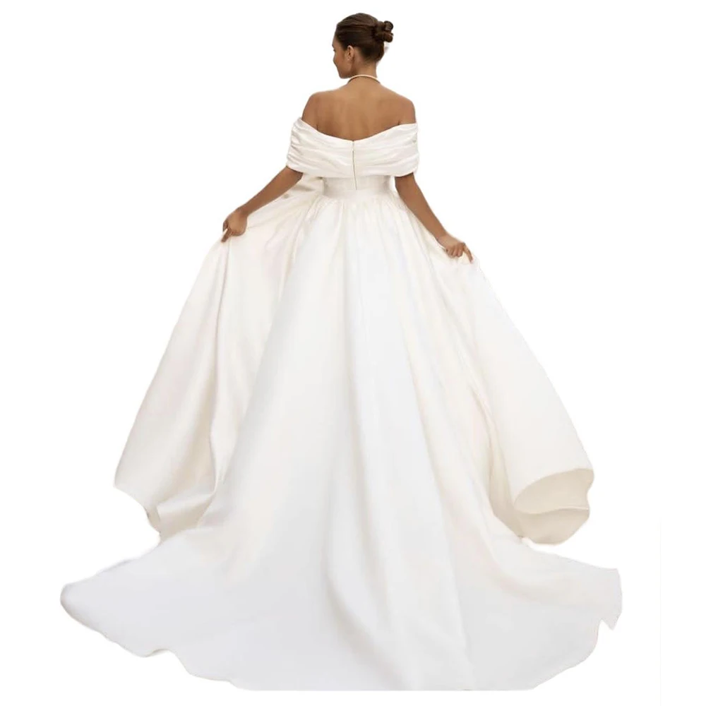 Robe de Mariée Élégante en Satin à Manches Courtes pour Femme, Personnalisée pour Mesurer les Patients, Quelle que soit la Fente Latérale