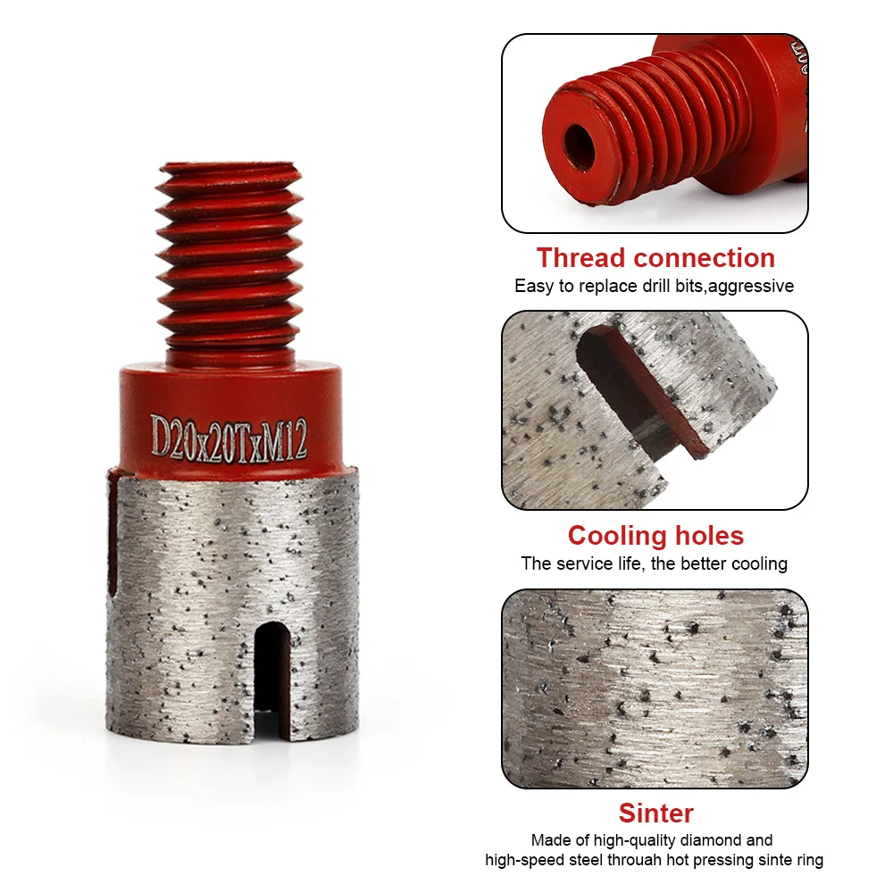 M12 CNC Finger Diamond Bit 20mm Diamond Finger Bits for Granite, Marble and Natural Stone Smooth Drilling