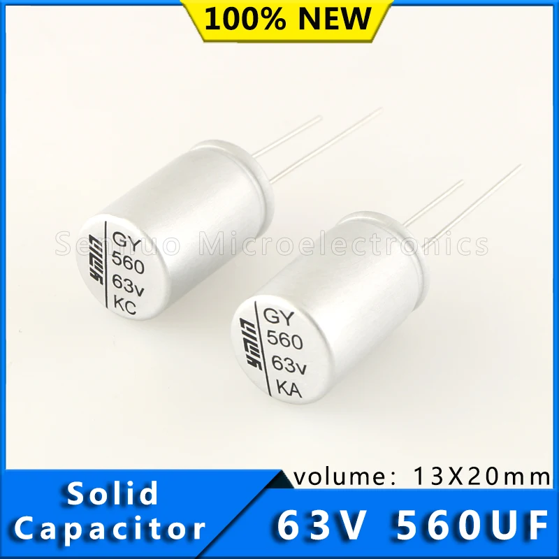 2pcs new 63v 560uf capacitor 13x20mm 560 uf 63 v Solid Electrolytic Capacitor High allowable ripple current and low ESR