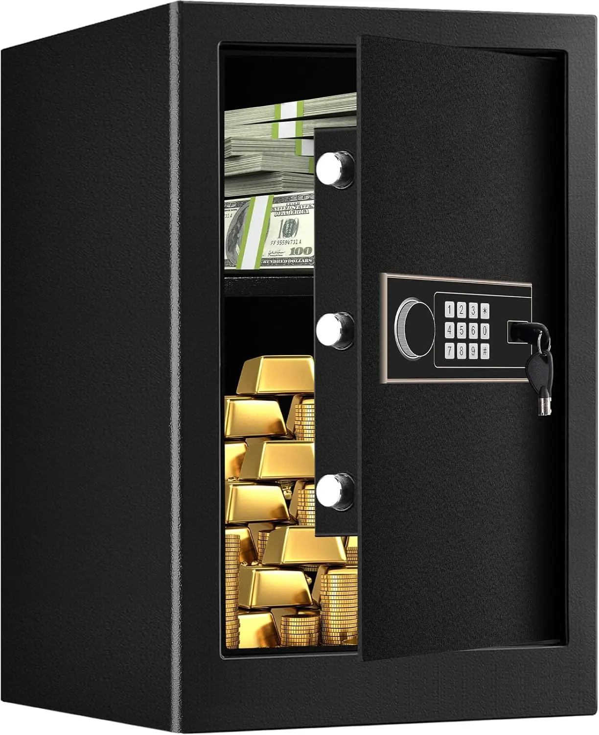 

Огнестойкие сейфы объемом 2,6 куб. фута для домашнего использования, цифровой домашний сейф с электронной клавиатурой и клавишами, персональный сейф для огнестрельного оружия