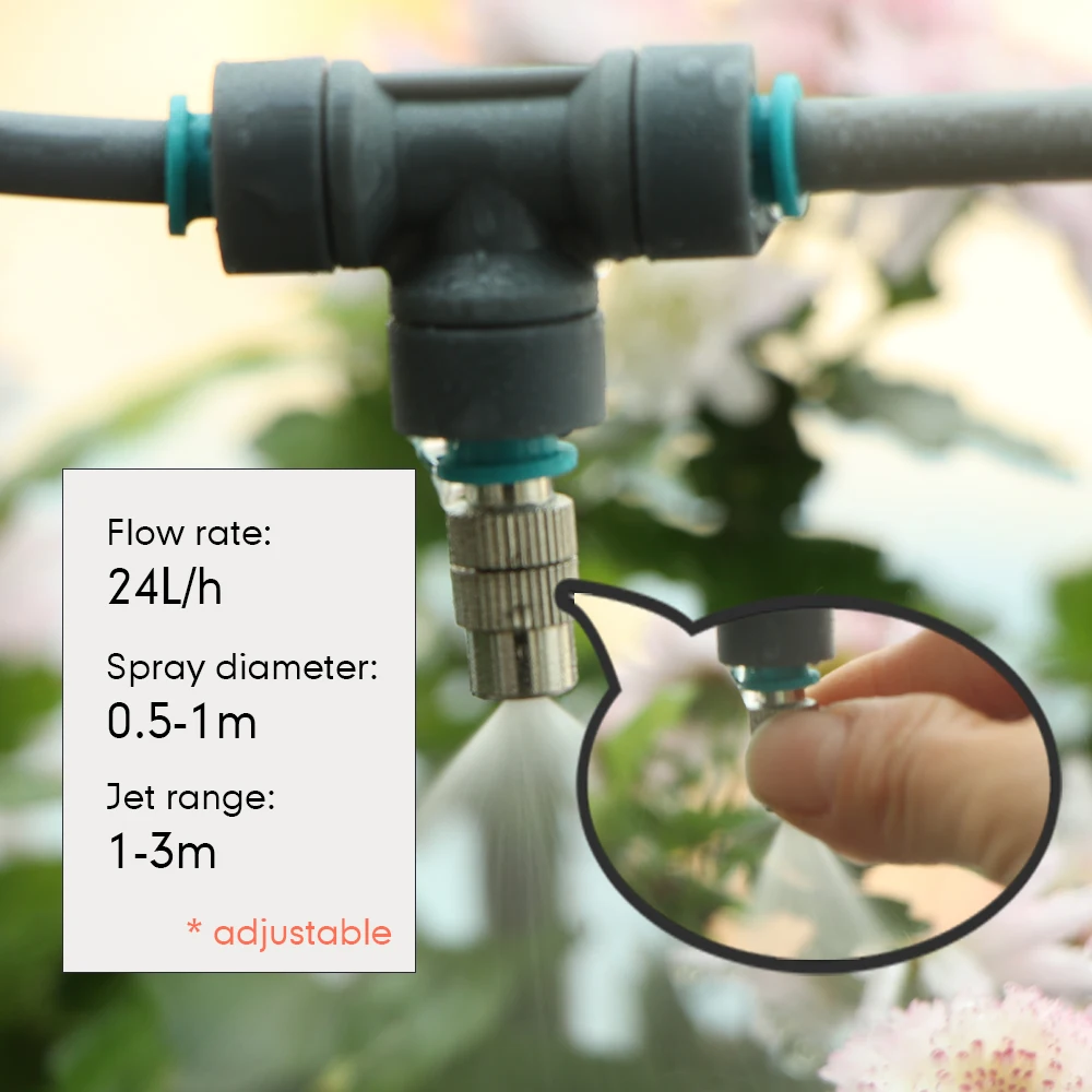 DIY 1/4 "wąż metalowa dysza rozpylająca zestaw do zamgławiania 60W samozasysająca pompa zestaw do podlewania do automatycznego systemu nawadniania warzywnego ogrodu — zdjęcie 7