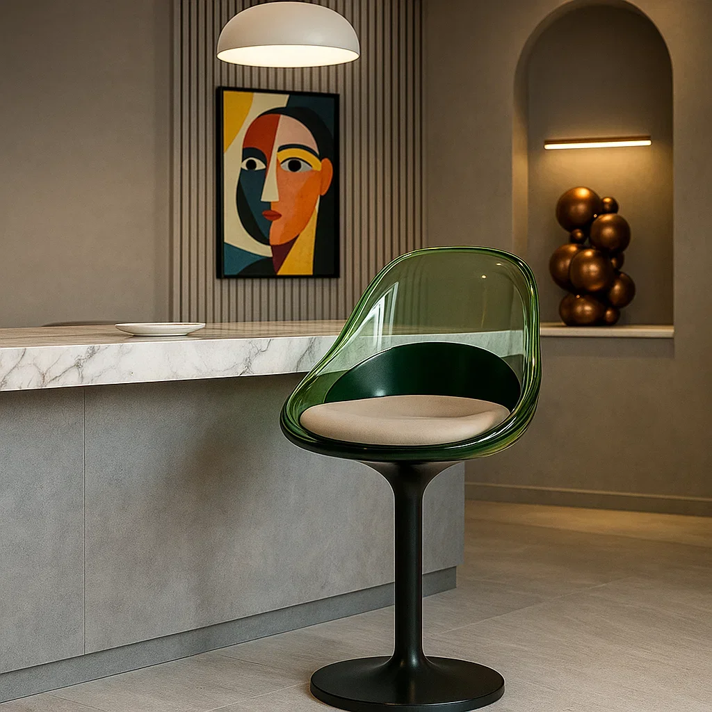 

Прозрачный барный стул класса люкс, изготовленный на заказ из смолы, ручной работы, современный, для отеля, коммерческого использования, гостиной