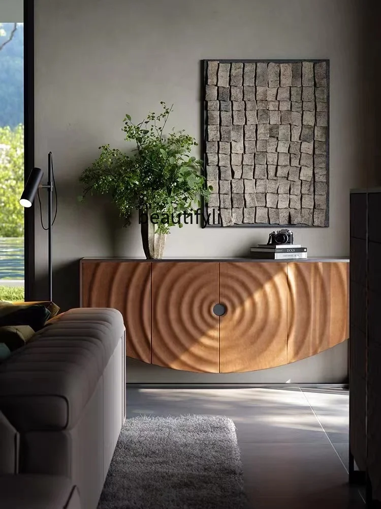 Light luxury Italian entrance cabinet Luxury stone rock slab art entrance table High-end dining side cabinet