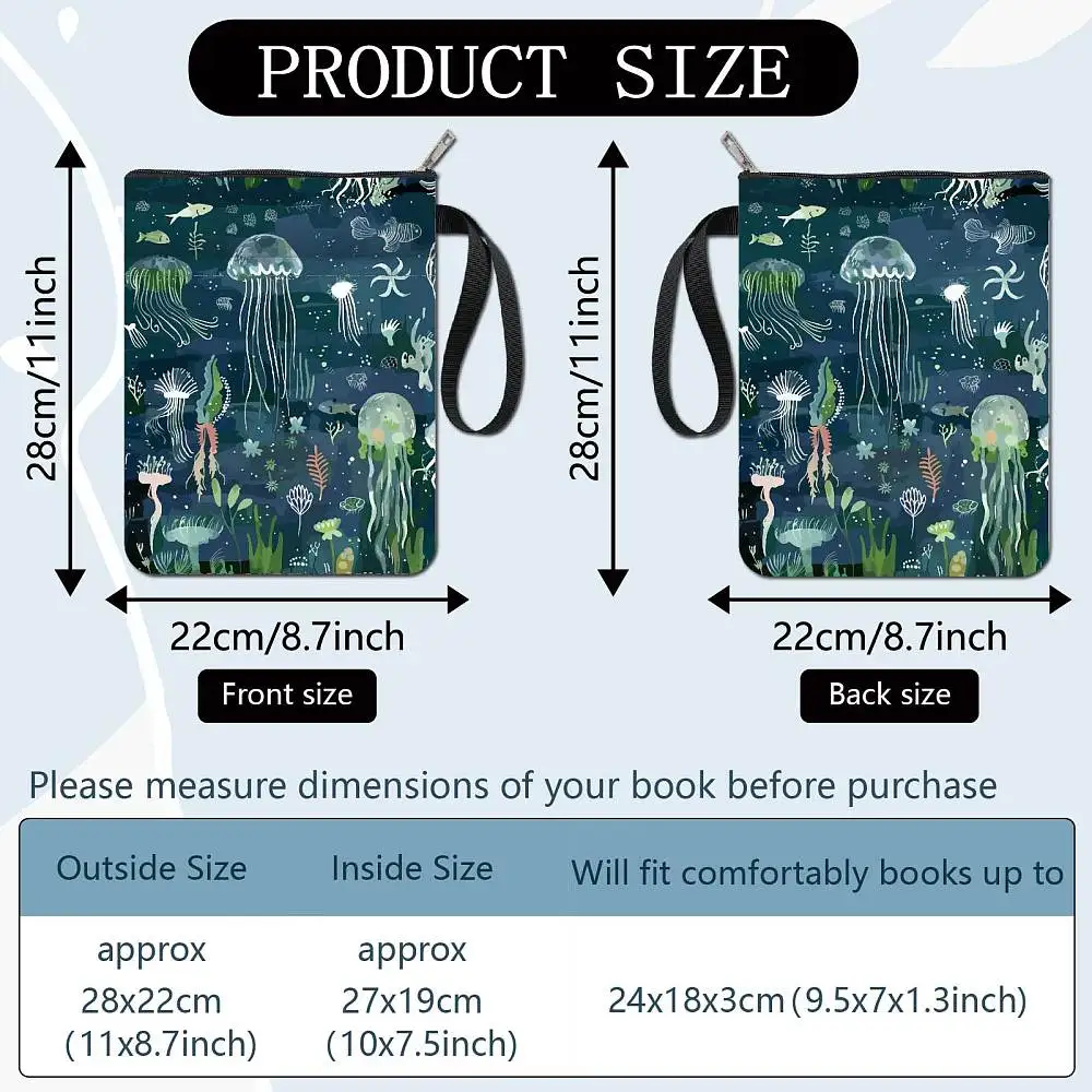 1pc Cloth Book Cover Notebook Wraps Rectangle Jellyfish 280x220mm