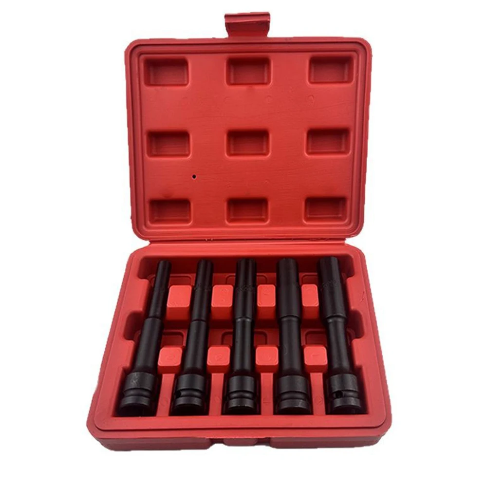 

5 шт., 12-дюймовый метрический набор головок для глубокого удара, 8-14 мм, сверхмощный ударный гайковерт из стали CrV, инструмент для авторемонта