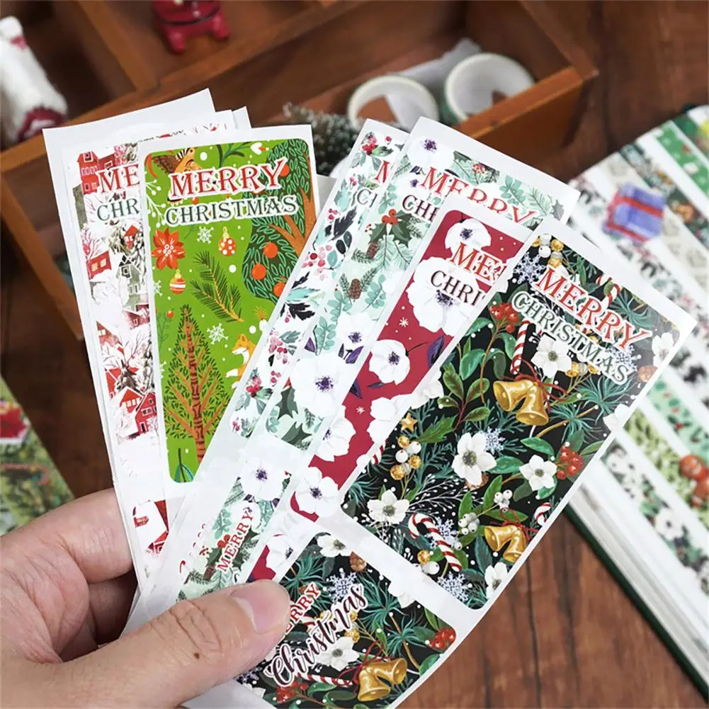 Holiday Decorations Christmas Sticker Set Christmas Snowman Tree Pattern Pet Tapes Holiday Scene Stickers for Journaling