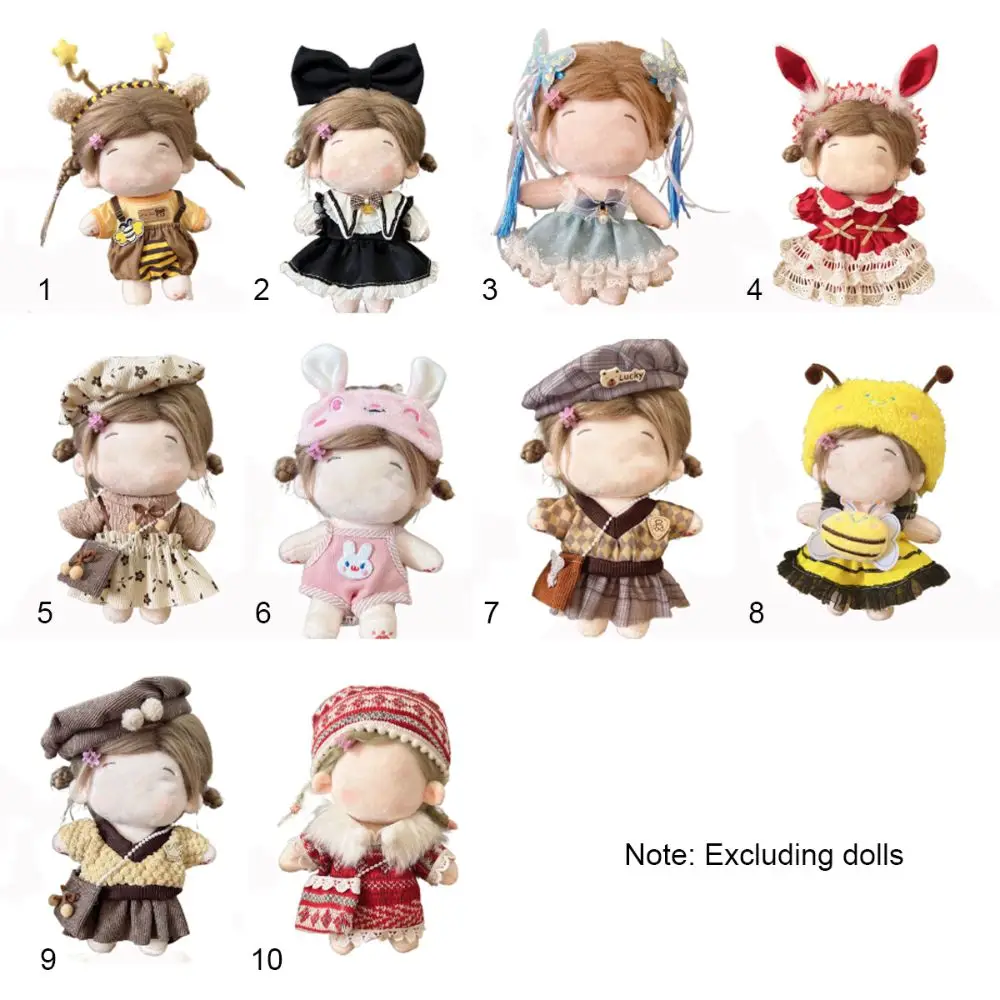 20CM Puppe Kleidung Puppe Zubehör Mehrfarbige Miniatur Kleid Anzug Spielen Haus Cosplay Puppe Kopfbedeckung Kleid Set