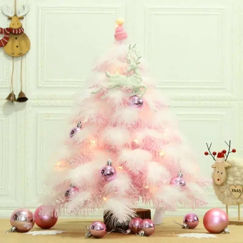 Mini Feather Girl DIY Gift Christmas Decorations for Home 45cm Pink Christmas Tree Romatic Gift