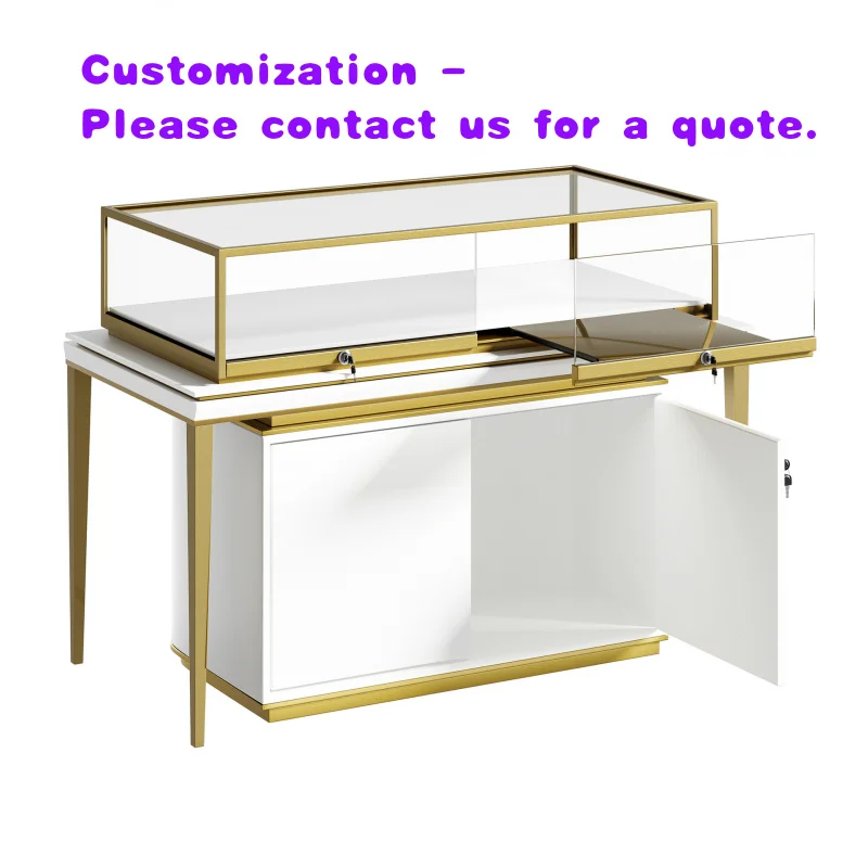 Exhibidores de Madera Personalizables, Duraderos y de Alta Calidad para Tiendas Boutique, Exhibidores con Cerradura para Joyería, Mostrador de Vidrio con Iluminación LED