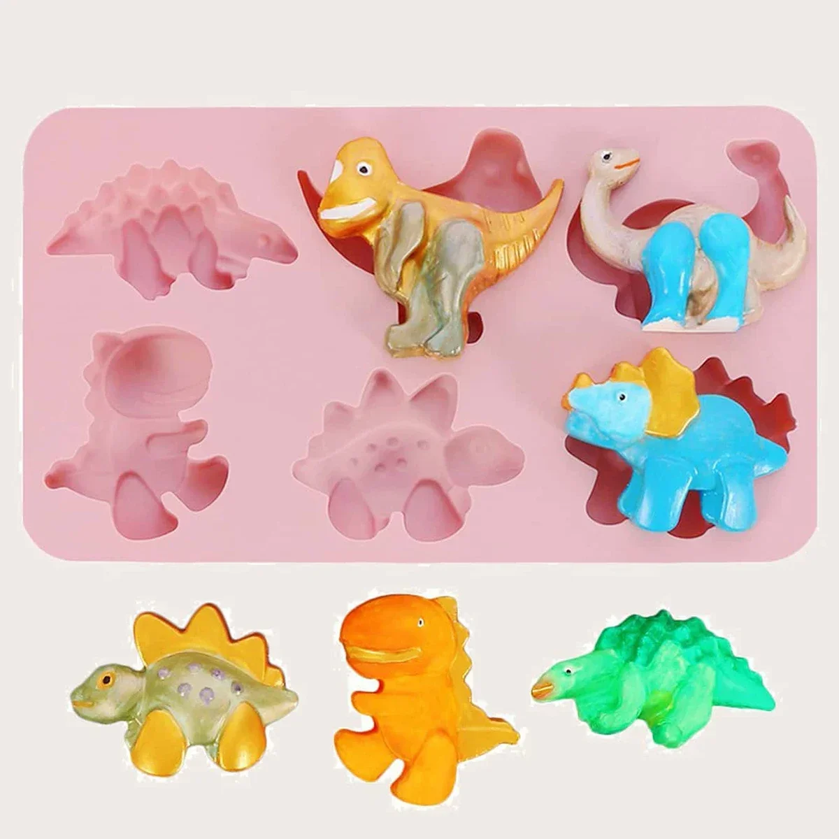 1PC-6 cartoon dinosaur cake silicone mold pudding mold chocolate mold animal DIY baking tool handmade soap