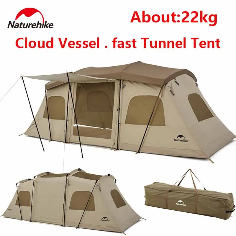 

Naturehike CLOUD Fast Build Tunnel Tent Camping Outdoor All-In-One Travel Tent 3 Halls Waterproof Silver Coating 2-3 Persons