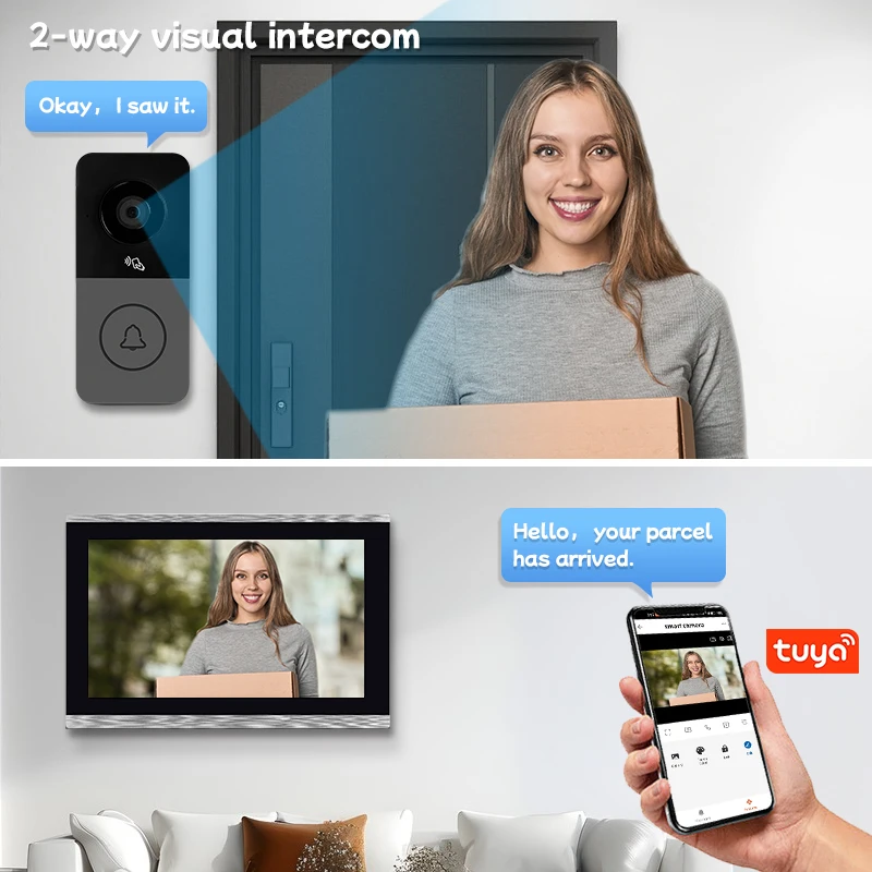 2025 Latest WiFi Doorbell Camera with 10 Inch Screen Video Door Phone Unlock 4-Wire AHD Tuya Smart Doorbell Video Intercom