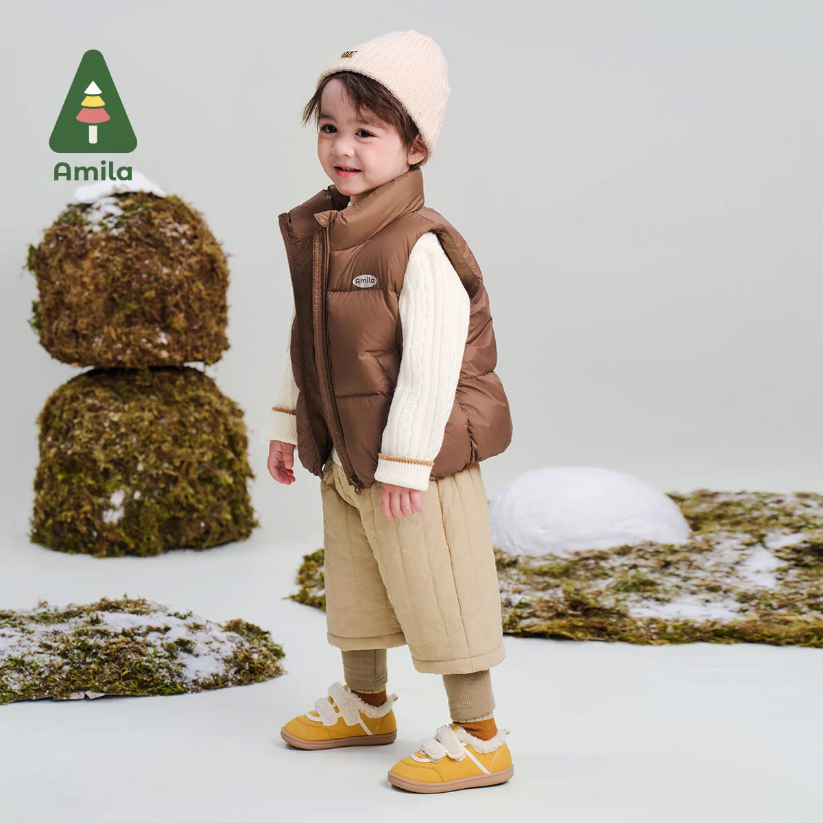 Amila Baby Cotton Pants 2024 Winter New Girls Solid Color Plus Velvet Warm Skin-Friendly Soft Loose And Casual Children’s Pants