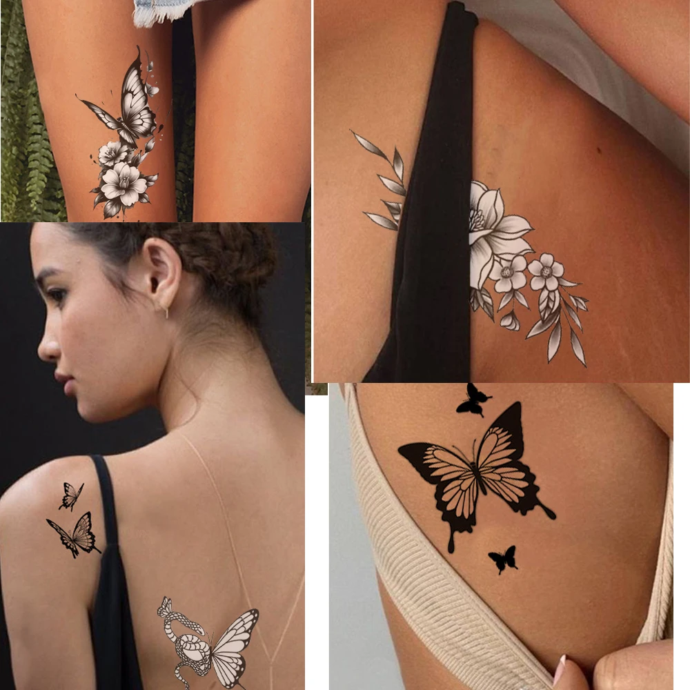 3pcs Butterfly Temporary Tattoo,Lasts To 15 Days New Technology Magic Waterproof Semi Permanent Sticker.