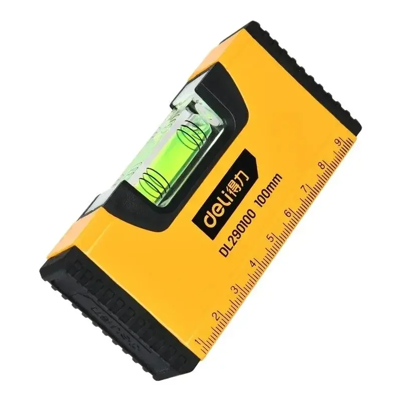 Deli 100mm Portable Magnetic Pocket Level High-precision Aluminum Structure Spirit Bubble Level Horizontal Level