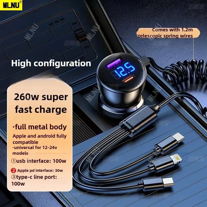 

Car Charger Fast Charging Accessories For iPhone/Samsung/Razr Ultra Multifunctional 12/24V Power,Multi-Protocol Compatibility