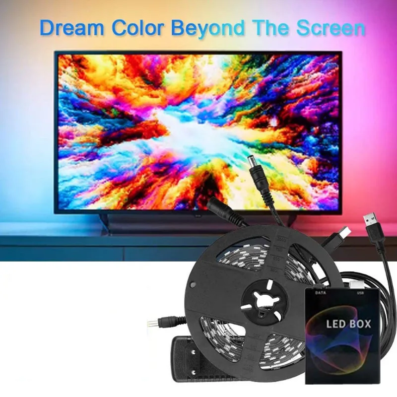 Imagem -02 - Led Luz de Tira Cor 5050 Rgbw Sonho Ambiente pc Backlight Tela Conjunto Completo Led 1m 2m 3m 4m 5m para o Jogo de Festa Fita Led Ws2812b