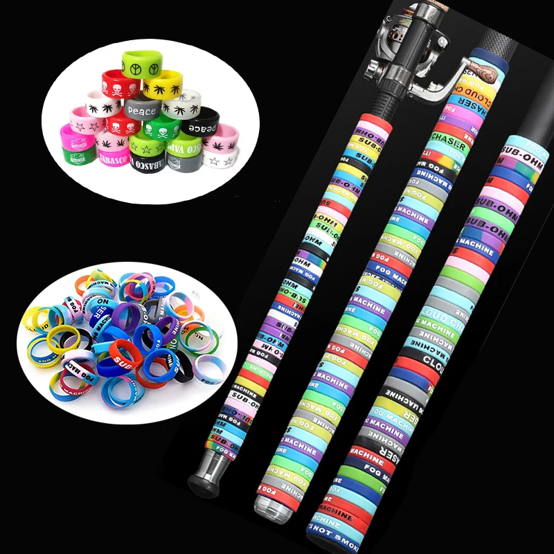 Silicone Handle Band Anti Slip Rubber Ring Racket Handle Grip Fix Ring for Fishing Rod Bicycle Grip Cool Decoration 10-30pcs