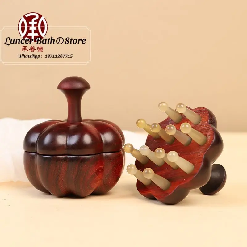 Chengshantang red sandalwood croissant pumpkin massage comb multi-functional head meridian massage smooth hair home