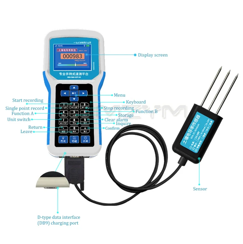 Soil pH Detector Meter Soil Temperature Humidity Conductivity Fertility Nitrogen Phosphorus Potassium Meter PH Quick Tester