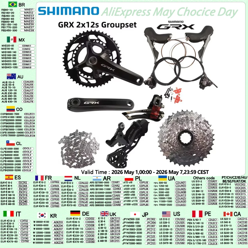 Shimano GRX 2x12s RX820 groupe de freins à disque hydrauliques pour vélo de gravier nouvelle arrivée