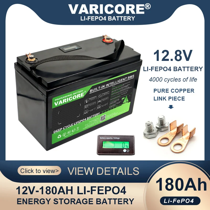 جديد VariCore 12.8 فولت 180AH LiFePO4 بطارية حزمة 12 فولت 4 سلاسل بطاريات ليثيوم ل خارج الشبكة بجولة سيارة عربة جولف بالطاقة الشمسية معفاة من الضرائب