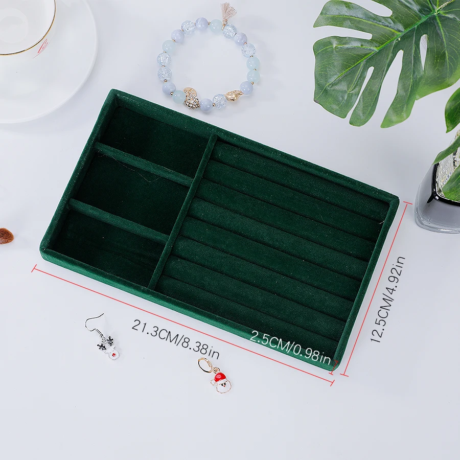 1PC, Flocking Jewelry Box Jewelry Tray, Color: Green