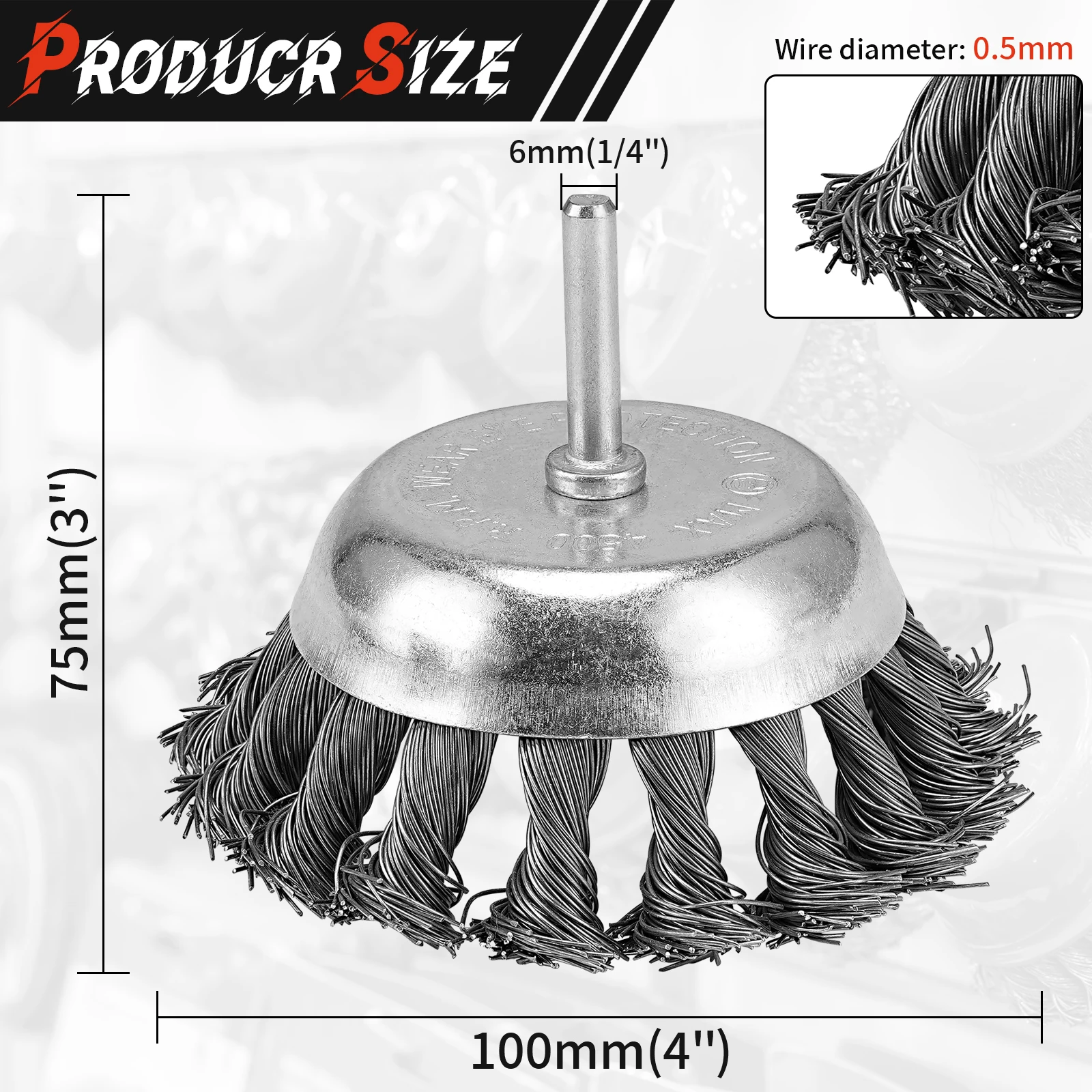75/100mm Twist Knotted Wire Wheel Cup Brush Crimped Cup Wheel for 6mm Hex Shank Drill Angle Grinder Metal Rust Removal Polishing