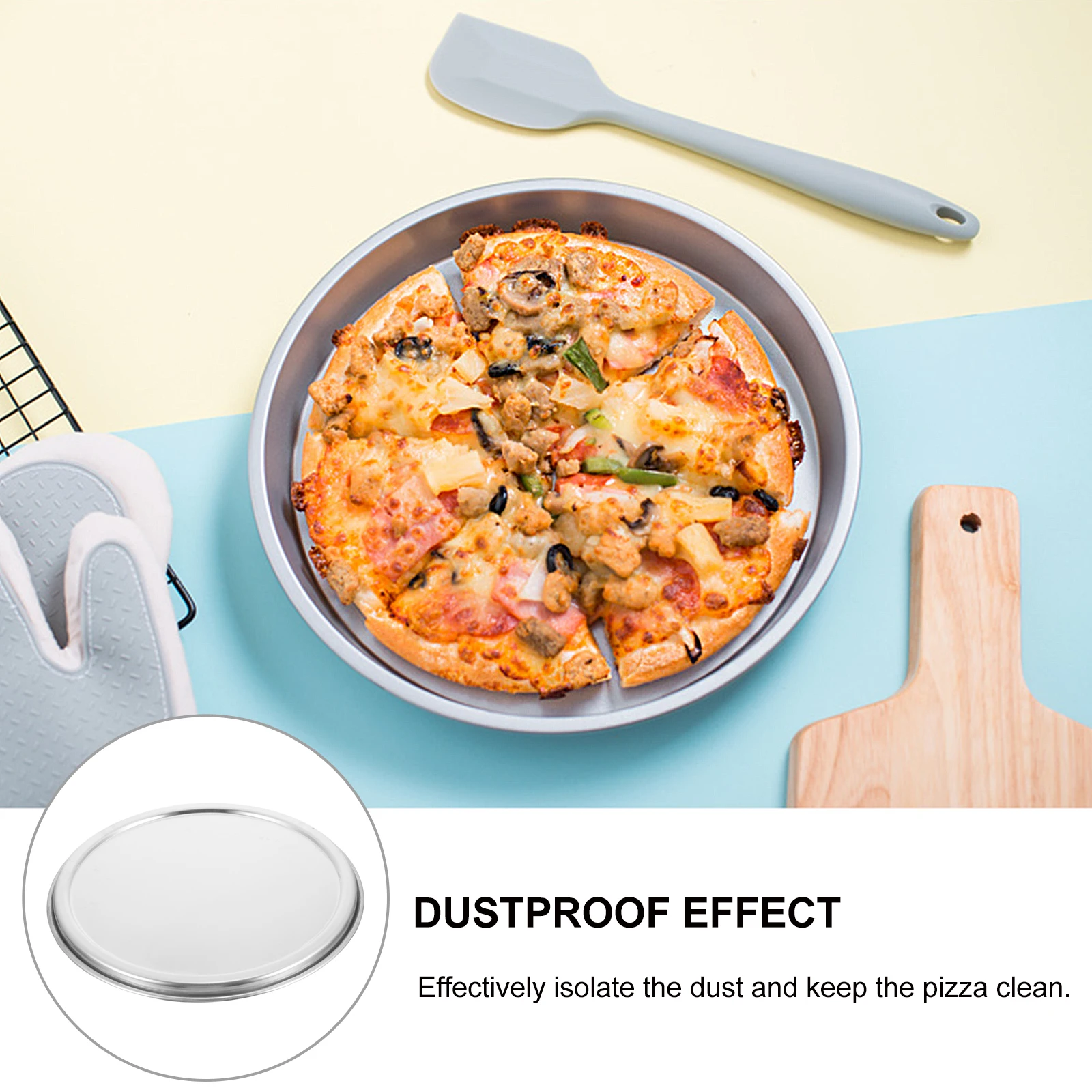

Baking Pan Cover Pizza Aluminum Alloy Crisper Protection for Food Tray Preservation
