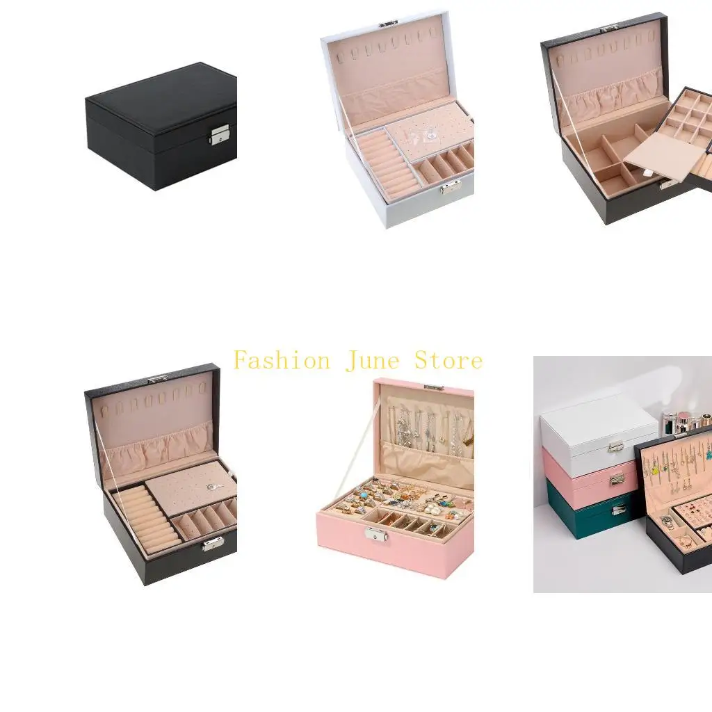 

N5KA Double Layer Jewelry Organizers PU Leather Jewelry Case Gift for Women Girls