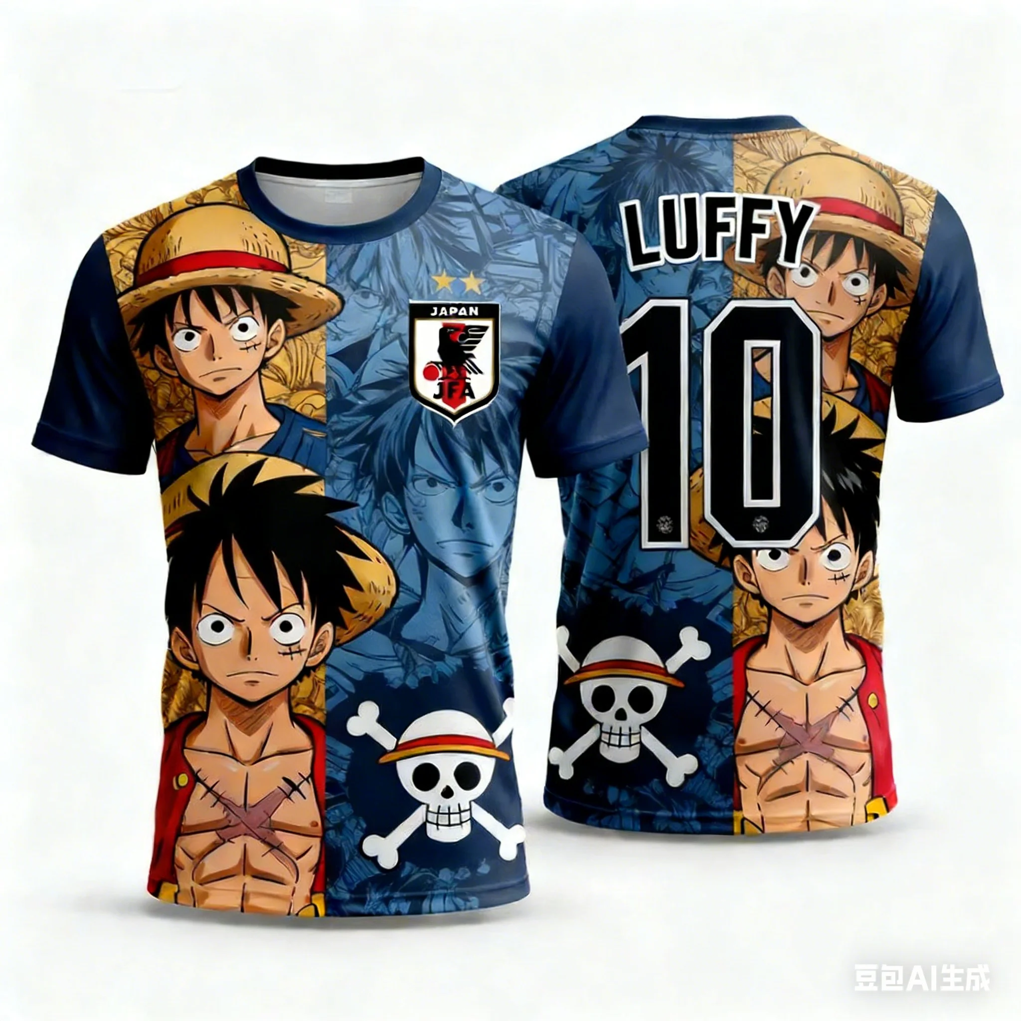2025 Japan One Piece Luffy Football Jersey T-shirt Kids Football Special Jersey Kit Adult Men's/Women's Quick-Drying Sweatshirt
