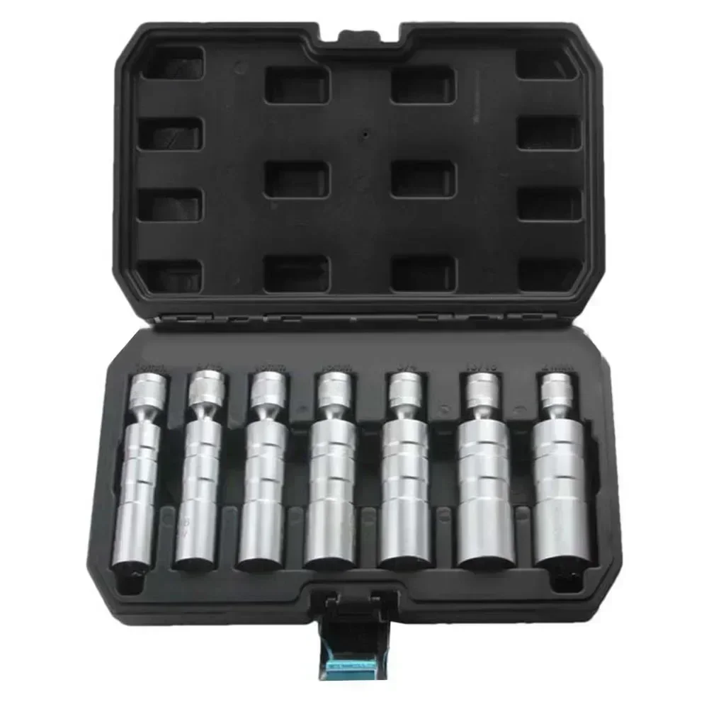 7pcs Spark Socket Set for 3/8 Inch Wrench Magnetic Functionality High Strength Materials Compact and Organized Case