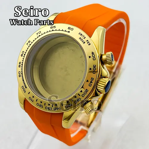 39MM Sapphire Glass Watch Case Rubber Strap Rose gold Silver Watch Accessories Parts for Daytona VK63 Movement Men 29.5MM Dial - Image 12