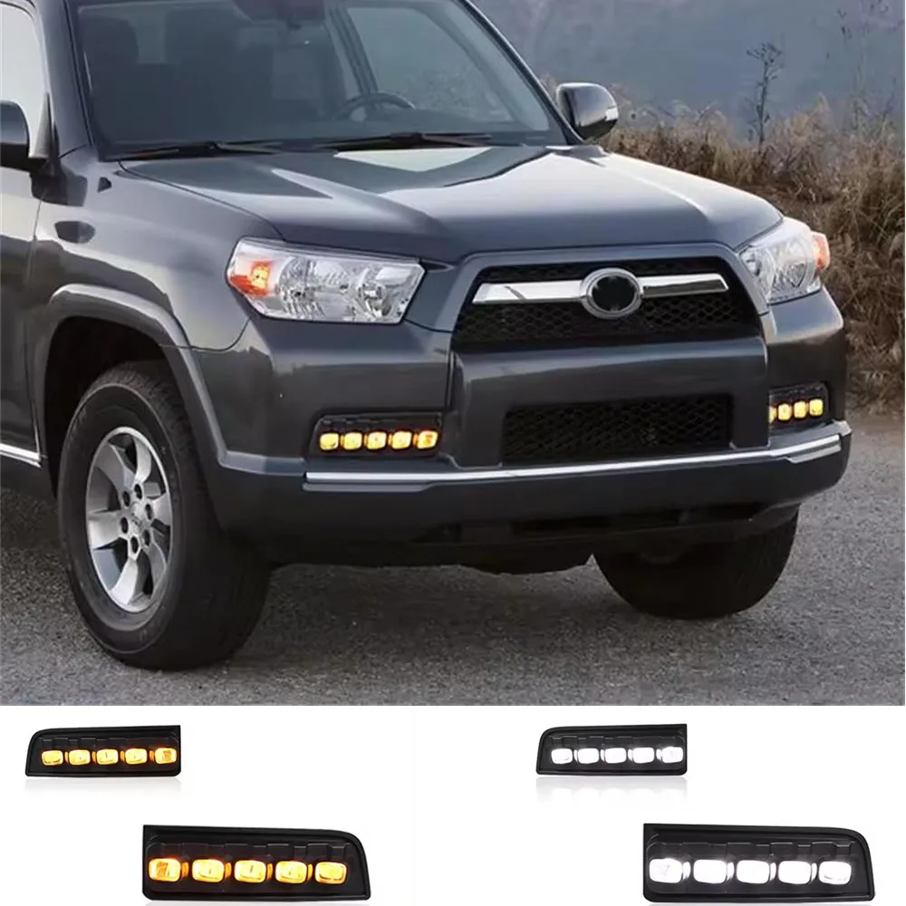 Car Accessories Front Fog Lamp Cover With DRL For Toyota 4runner 2010 2011 2012 2013 LED Daytime Running Light