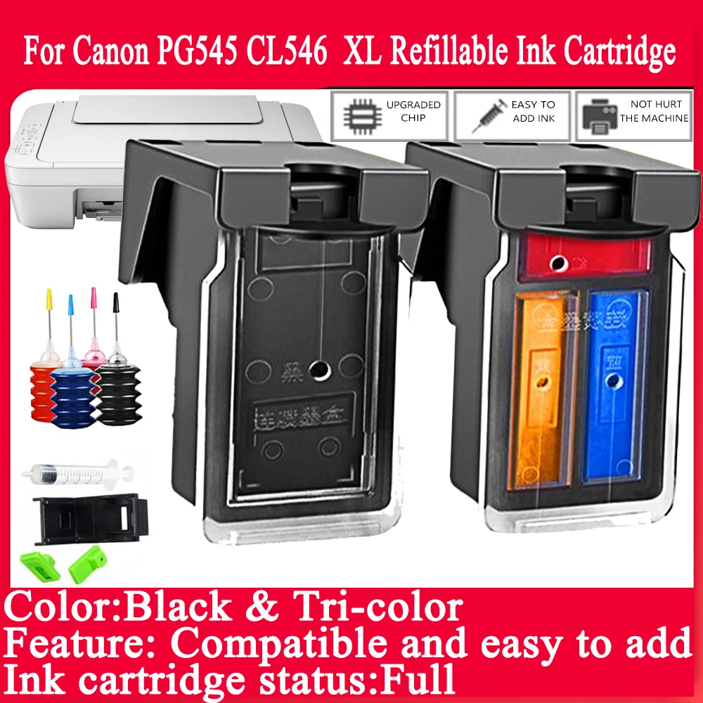 

Refillable Ink Cartridge PG545XL CL546 Compatible Full Cartridge For Canon Pixma Pixma IP2800 IP2850 MG2400 MX490 MX494 printers